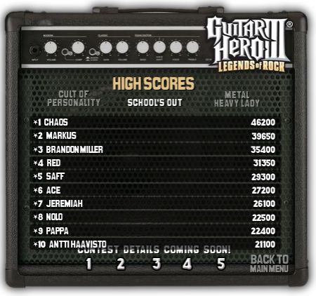 Scores Guitar Hero